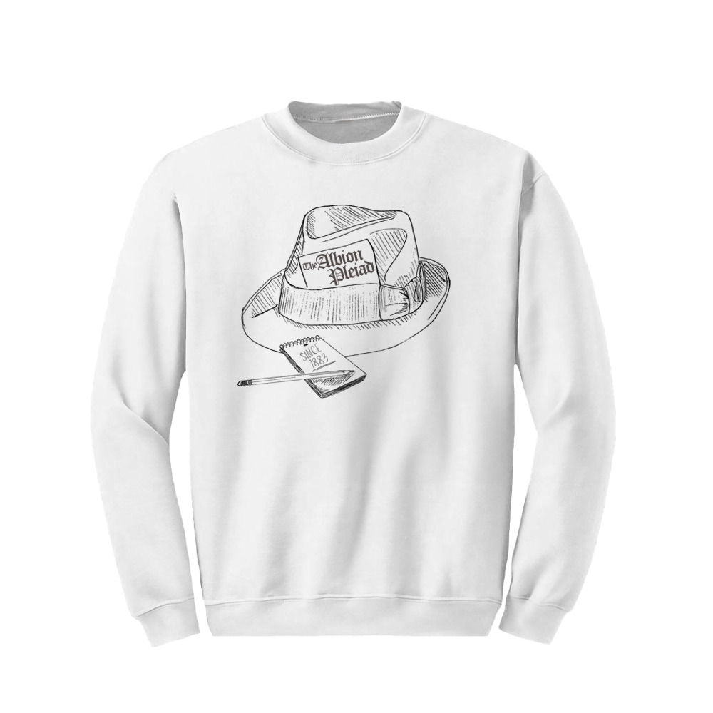 Pleiad crewneck with journalism style hat